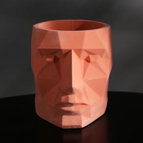 Кашпо полигональное из гипса «Голова», розовое, 7,5 х 9 см, 0,2 л.