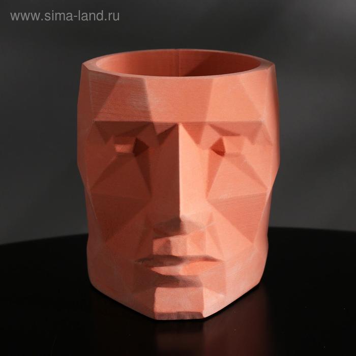 Кашпо полигональное из гипса «Голова», розовое, 7,5 х 9 см, 0,2 л. - Фото 1