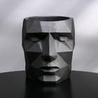 Кашпо полигональное из гипса «Голова», цвет чёрный, 11 × 12 см - фото 318644696