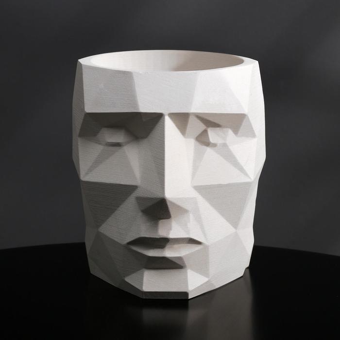 Кашпо полигональное «Голова», цвет белый, 11 × 12 см - Фото 1