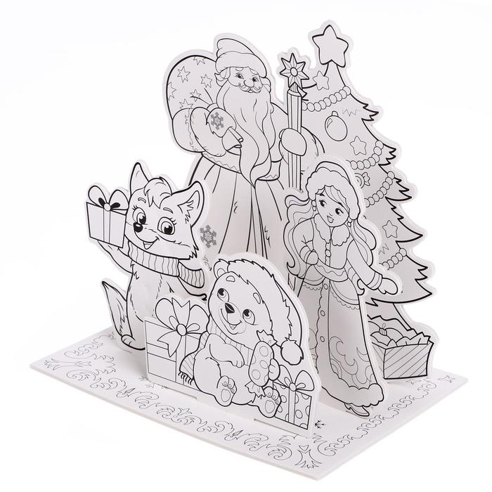 3D-Раскраска «Дед Мороз и Снегурочка» - фото 1885062887