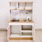 Игровая мебель «Детская кухня», цвет корпуса бело-бежевый, цвет фасада бело-розовый, фартук цветы - Фото 4