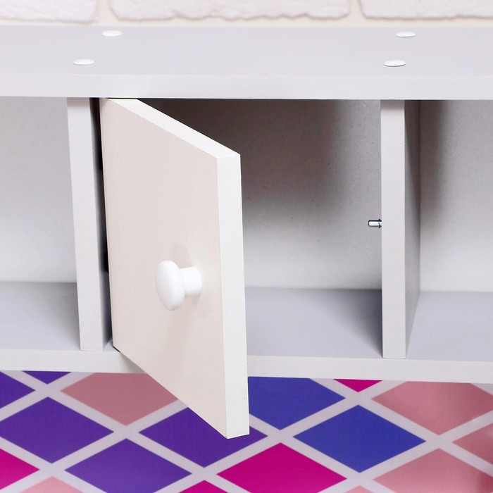 Игровая мебель «Детская кухня», цвет корпуса бело-серый, цвет фасада бело-малиновый, фартук ромб - фото 1907137219
