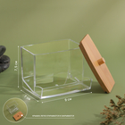 Органайзер для хранения ватных палочек «BAMBOO», с крышкой, 9 × 7,5 × 7 см, в картонной коробке, цвет прозрачный/коричневый - Фото 2