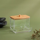 Органайзер для хранения ватных палочек «BAMBOO», с крышкой, 9 × 7,5 × 7 см, в картонной коробке, цвет прозрачный/коричневый - Фото 4