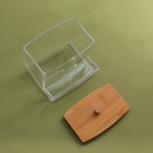 Органайзер для хранения ватных палочек «BAMBOO», с крышкой, 9 × 7,5 × 7 см, в картонной коробке, цвет прозрачный/коричневый - Фото 5