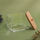 Органайзер для хранения ватных палочек «BAMBOO», с крышкой, 9 × 7,5 × 7 см, в картонной коробке, цвет прозрачный/коричневый - Фото 6
