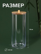 Органайзер для ватных дисков, с крышкой, d=6.5×18 см, прозрачный, коричневый - Фото 2