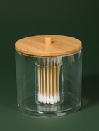 Органайзер для ватных палочек «BAMBOO», с крышкой, d=9.5×9.7 см, прозрачный, коричневый - Фото 4