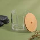 Органайзер для хранения ватных палочек «BAMBOO», с крышкой, d - 9,5 × 9,7 см, в картонной коробке, цвет прозрачный/коричневый - Фото 5