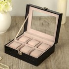 Шкатулка кожзам под часы 6 отделений "Чёрная ночь" 16х20х8 см - Фото 2