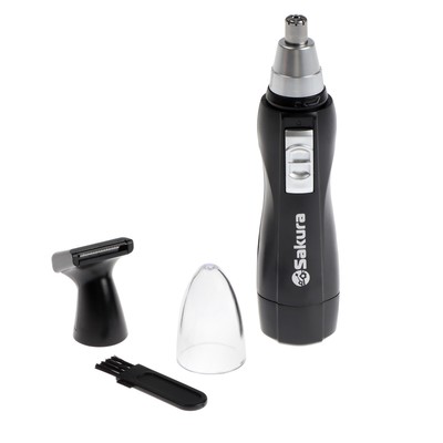 Триммер для волос Sakura SA-5528BK, для носа/ушей/бороды, чёрный, от батарейки 1×АА