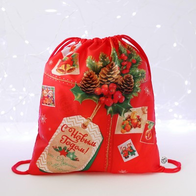 Мешок новогодний под сладости 290×340 мм, «С Новым годом», мягкий полиэстер плотностью 210D