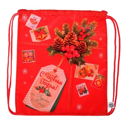 Мешок новогодний под сладости 290×340 мм, «С Новым годом», мягкий полиэстер плотностью 210D