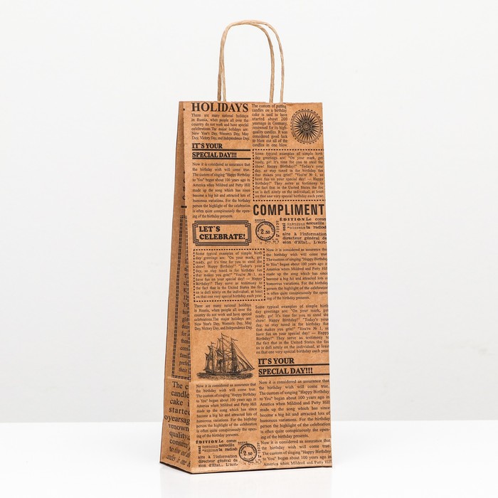 Пакет под бутылку «Комплимент», 14×8×32 см - Фото 1