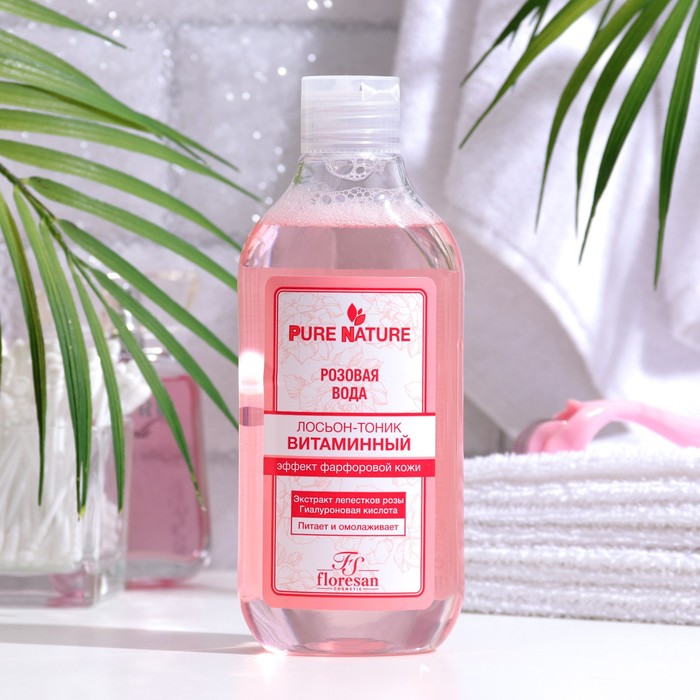 Лосьон-тоник Floresan Pure Nature "Витаминный. Розовая вода" для сияния кожи, 300 мл - Фото 1
