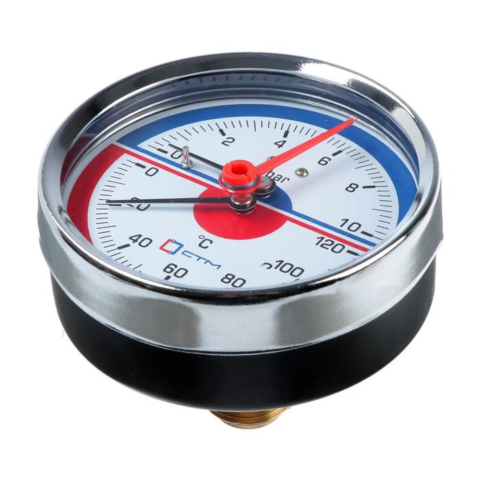 Термоманометр CTM, аксиальный, Дк 80 мм, 1 МПа, наружная резьба 1/4", 120°С - Фото 1