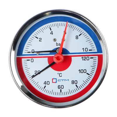 Термоманометр CTM, аксиальный, Дк 80 мм, 1 МПа, наружная резьба 1/4", 120°С