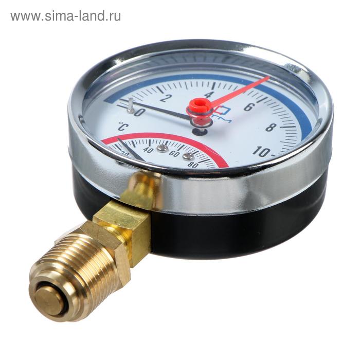 Термоманометр CTM, радиальный, Дк 80 мм, 1 МПа, наружная резьба 1/4", 120°С - Фото 1
