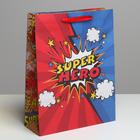 Пакет подарочный крафтовый вертикальный, упаковка, «Супер герой», L 31 х 40 х 11,5 см - фото 11838967
