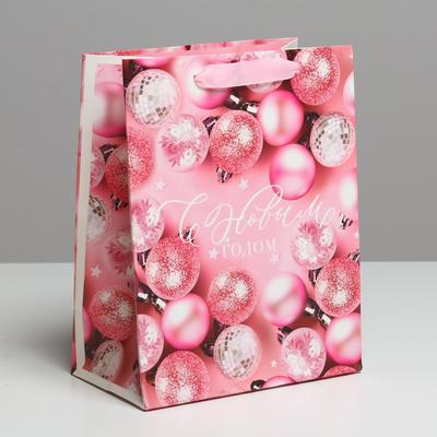 Пакет ламинированный вертикальный «Розовые шарики», MS 18 × 23 × 10 см