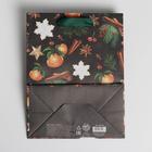 Пакет крафтовый вертикальный «Новогодние мандарины», MS 18 × 23 × 10 см - Фото 4