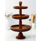 Трёхъярусная ваза деревянная для фруктов и сладостей Mаgistrо, 47 см, из натурального кедра, шоколадная - Фото 2