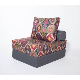 Кресло - кровать бескаркасное «Прайм» с накидкой - матрасиком, размер 75 x 100 x 90 см, принт мехико тёмно - серый