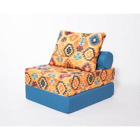 Кресло - кровать бескаркасное «Прайм» с накидкой - матрасиком, размер 75 x 100 x 90 см, принт мехико жёлтый