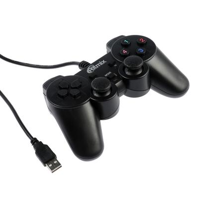 Геймпад Ritmix GP-004, проводной, виброотдача, для PC, USB, 1.5 м, черный