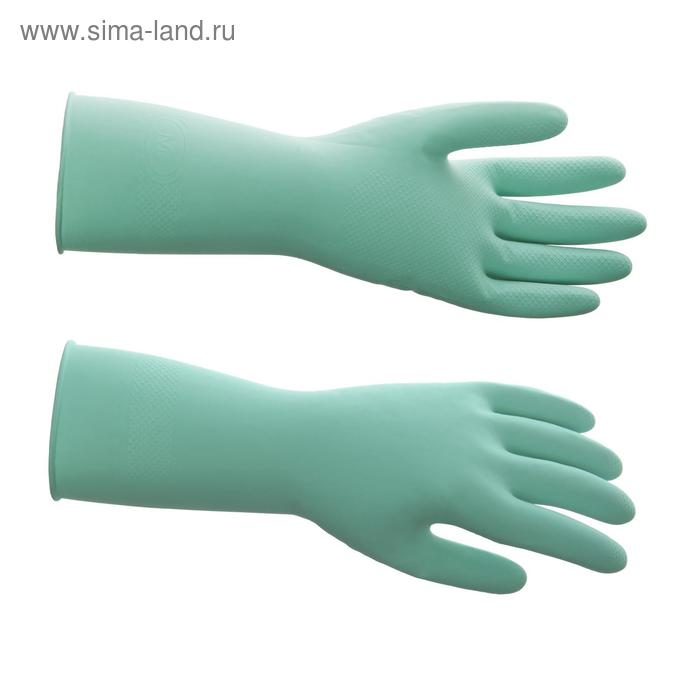 Перчатки латексные многоразовые, L, зелёные - Фото 1