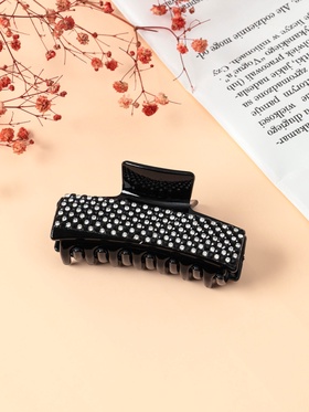 Крабик для волос «Торжество», стразы, 8 см, чёрный (комплект 6 шт)