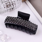 Крабик для волос «Торжество», стразы, 8 см, чёрный (комплект 6 шт) - фото 52550579