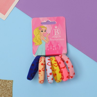 Резинки для волос «Спорт принт», набор 6 шт., сердечки, 4 см