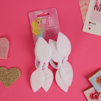 Резинки для волос «Весёлые ушки», набор 4 шт., 4 см, белые