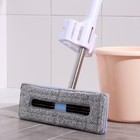 Швабра с отжимом и щёткой, 2 насадки из микрофибры 38×12 см, стальная ручка 136 см - Фото 1