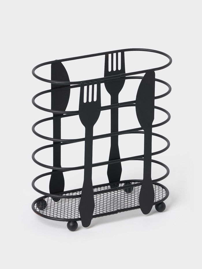 Сушилка для столовых приборов Доляна, 16×16.4×7.5 см, чёрная - Фото 1