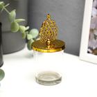 Подсвечник стекло на 1 свечу "Королевский узор" золото 11х5,5х5,5 см - фото 318375306