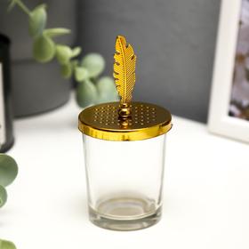 Подсвечник стекло на 1 свечу "Пёрышко" золото 11х5,5х5,5 см