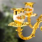 Подсвечник металл на 5 свечей "Розы. Белая эмаль" цвет золото 32х30х30 см - Фото 3