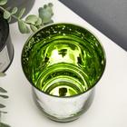 Подсвечник стекло на 1 свечу "Зелёные точки на серебре" 14,5х10,8х10,8 см - Фото 2