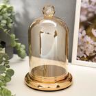 Подсвечник стекло на 1 свечу "Колба с кристаллом" золотая карамель 20,6х12,5х12,5 см - Фото 1