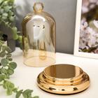 Подсвечник стекло на 1 свечу "Колба с кристаллом" золотая карамель 20,6х12,5х12,5 см - Фото 2