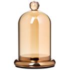 Подсвечник стекло на 1 свечу "Колба с кристаллом" золотая карамель 20,6х12,5х12,5 см - Фото 3