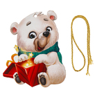 Ёлочная игрушка - подвеска деревянная «Новый год! Белый мишка» - Фото 6