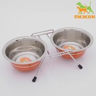 Набор из 2 цветных мисок на подставке, 2×350 мл - Фото 1