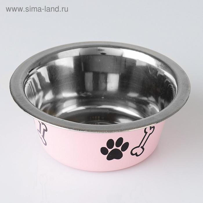 УЦЕКА!Миска стандартная цветная с принтом, 240 мл, розовая - Фото 1