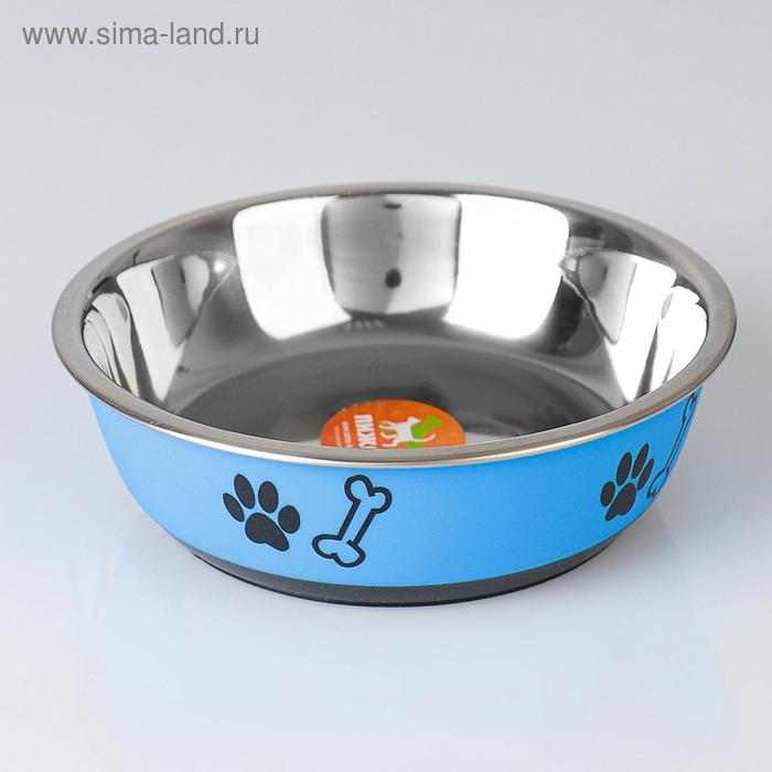 УЦЕНКА!Миска округлая с нескользящим основанием и принтом, 450 мл, голубая - Фото 1