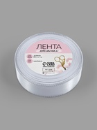 Лента атласная, с серебряным люрексом, 25 мм, 23±1 м, белая №001 - Фото 6