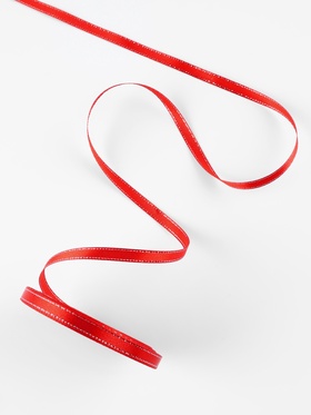 Лента атласная, с серебряным люрексом, 6 мм, 23±1 м, красная №026 (комплект 6 шт)